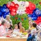 60-Piece Red, White & Blue Balloon Set – 12-Inch Latex & Confetti Balloons with Ribbons and Glue Dots for Independence Day, Patriotic & Birthday Party Decorations